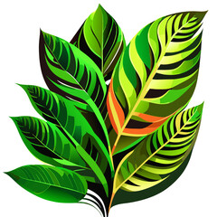 Tropical leaves, isolated on white background.