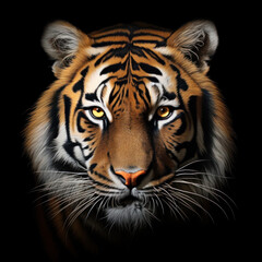 Tiger in front of a black background illustration (AI Generated)