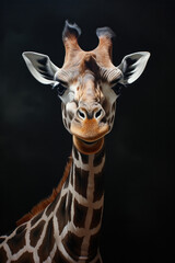 Giraffe in front of a black background illustration (AI Generated)