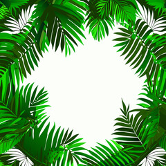 Naklejka premium Tropical background with palm leaves. for your design