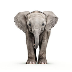 Beautiful elephant in front of a white background (AI Generated) 