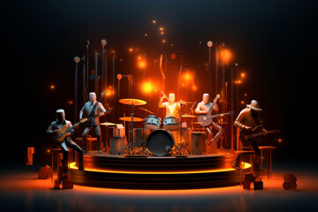 live concert rhythm music band 3d rendering element