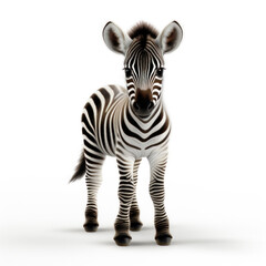 Cute little zebra in front of a white background (AI Generated) 