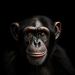 Monkey in front of a black background (AI Generated)