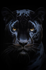 Beautiful portrait of a panther in front of a black background (AI Generated) 