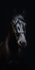 Horse in front of a black background (AI Generated)