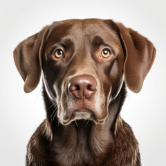 Beautiful dog in front of a white background (AI Generated) 