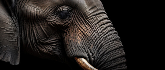 Elephant in front of a black background (AI Generated)