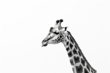 Beautiful giraffe in front of a white background (AI Generated) 