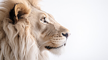 Beautiful lion in front of a white background (AI Generated) 