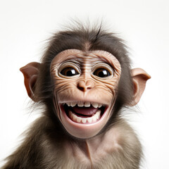 Cute little monkey in front of a white background (AI Generated) 