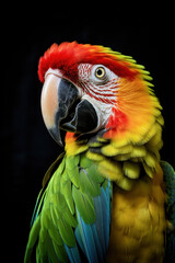 Beautiful parrot in front of a black background (AI Generated) 