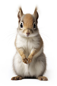 Beautiful squirrel in front of a white background (AI Generated) 