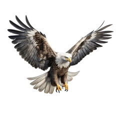 Flying eagle bird isolated on Transparent Background. AI generative