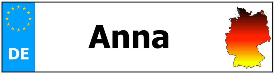 Car sticker sticker with name Anna and map of germany