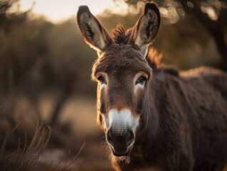 Donkey portrait created with Generative AI technology