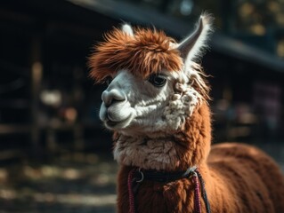 Alpaca portrait created with Generative AI technology
