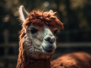 Fototapeta premium Alpaca portrait created with Generative AI technology