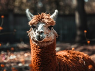 Obraz premium Alpaca portrait created with Generative AI technology