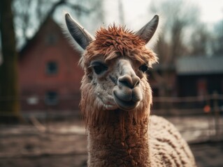 Obraz premium Alpaca portrait created with Generative AI technology