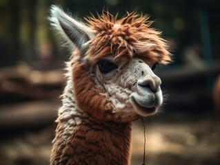 Obraz premium Alpaca portrait created with Generative AI technology