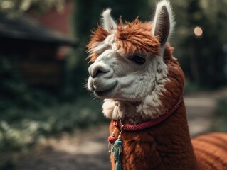 Alpaca portrait created with Generative AI technology