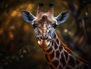 Giraffe portrait created with Generative AI technology