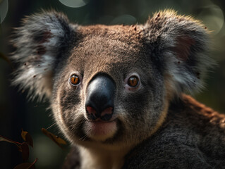 Koala  in its habitat close up portrait 
