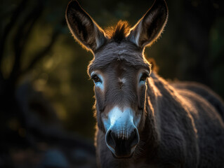 Mule in its habitat close up portrait	