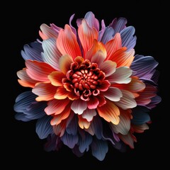 a vibrant flower in bloom, black background, 3D rendering