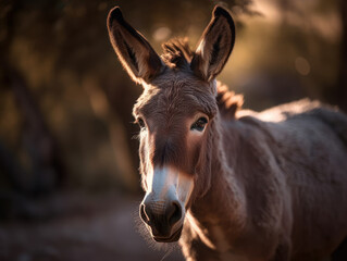 Mule  in its habitat close up portrait 
