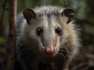 Opossum portrait created with Generative AI technology