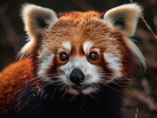 Red panda  in its habitat close up portrait 
