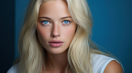 Naklejka premium Nordic beautiful woman with blue eyes