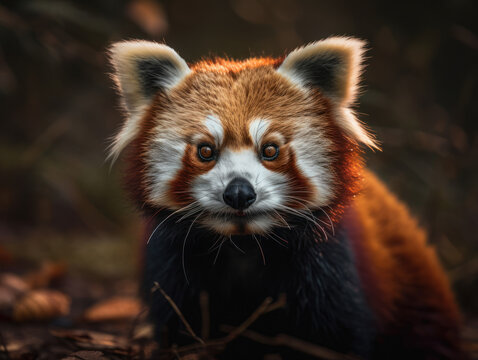 Red panda portrait created with Generative AI technology