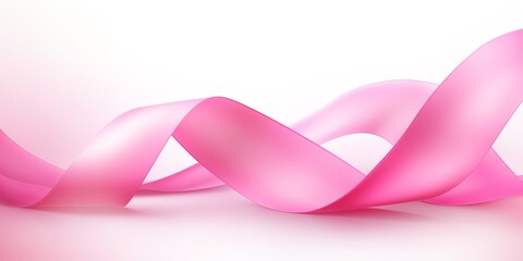 Breast cancer idea with pink ribbon cancer symbol on white. Generative Ai.