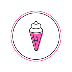 Filled outline Ice cream in waffle cone icon isolated on white background. Sweet symbol. Vector