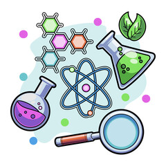 Hand drawn back to school element design for laboratory tools