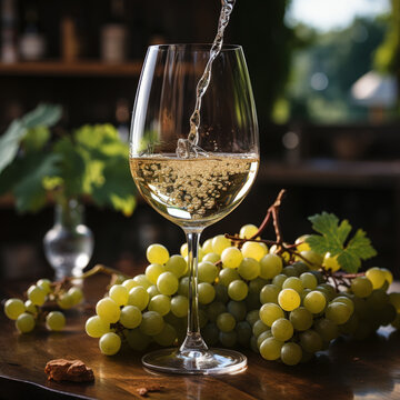 white wine being poured into a beautiful glass