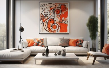 Contemporary Small Living Room Interior with TV Wall. Generative AI