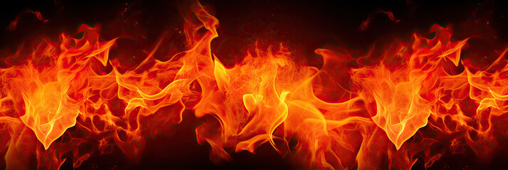 Fire flames on black background.