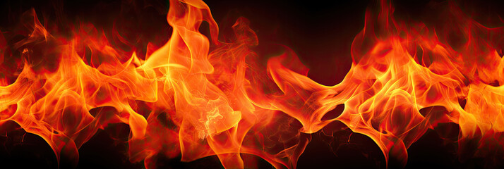 Fototapeta premium Fire flames on black background.