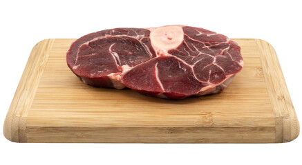 raw beef osabuka on a wooden board