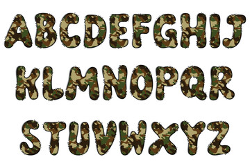 Handcrafted Army Camouflage letters color creative art typographic design