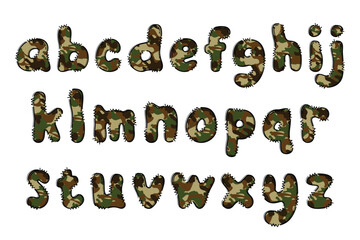 Handcrafted Army Camouflage letters color creative art typographic design