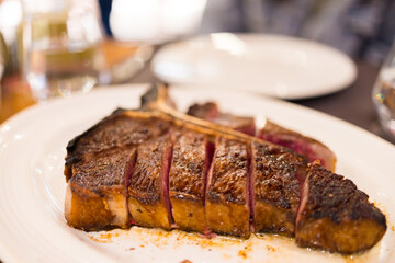 Grilled sliced Beef Steak on a plate