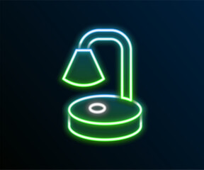 Glowing neon line Table lamp icon isolated on black background. Desk lamp. Colorful outline concept. Vector