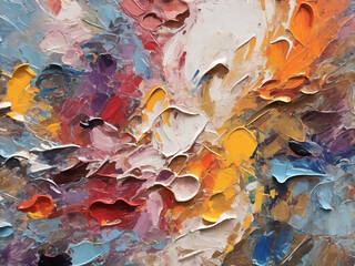 Colorful multicolored art paint texture, oil brushstroke