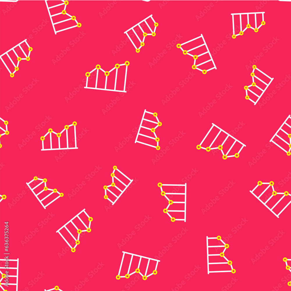 Poster line pie chart infographic icon isolated seamless pattern on red background. diagram chart sign. vec