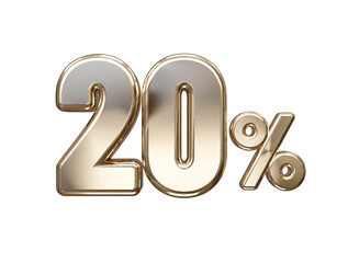 20 percent off vector text effect 3d rendering gold